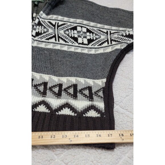 Lauren Ralph Lauren Active Womens Gray Nordic Full Zip Sweater Hidden Hoodie XL - Picture 9 of 10